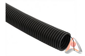 Труба гибкая гофрированная (гофра для кабеля) ПНД 20 мм, с зондом, черная,  бухта 100 м, Rexant 28-0